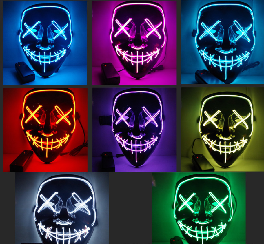 Black V Halloween Scary Glow Mask for Parties